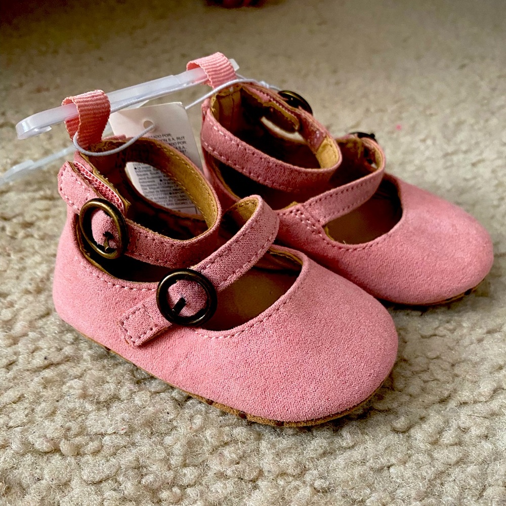 Faux suede double buckle ballet flat for baby